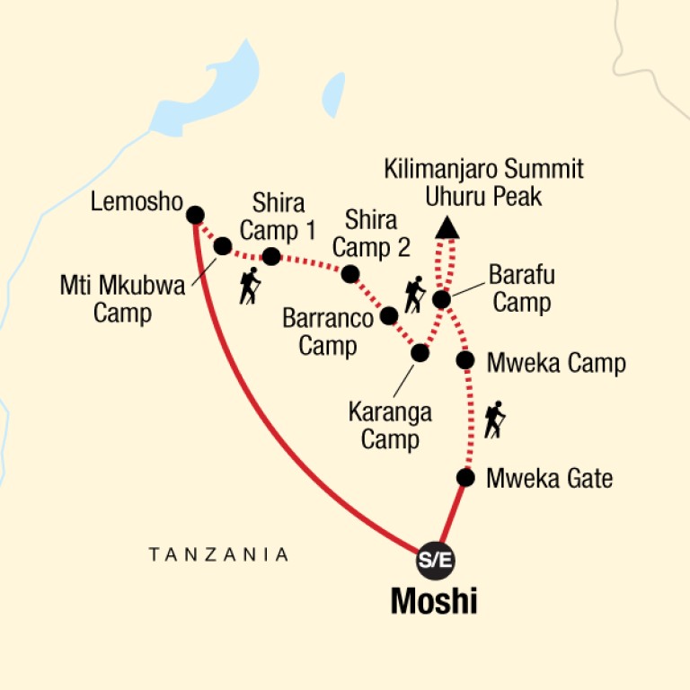 Climb Mt. Kilimanjaro Via Lemosho Route 8 Days + 2 Nights Hotel in Moshi
