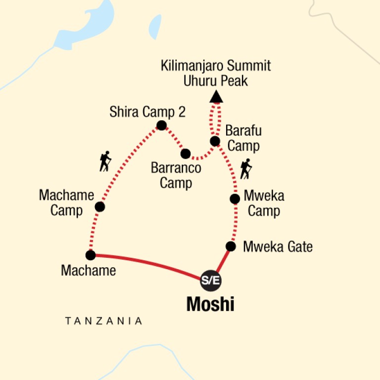 Climb Mt. Kilimanjaro Via Machame Route 6 Days + 2 Nights Hotel in Moshi